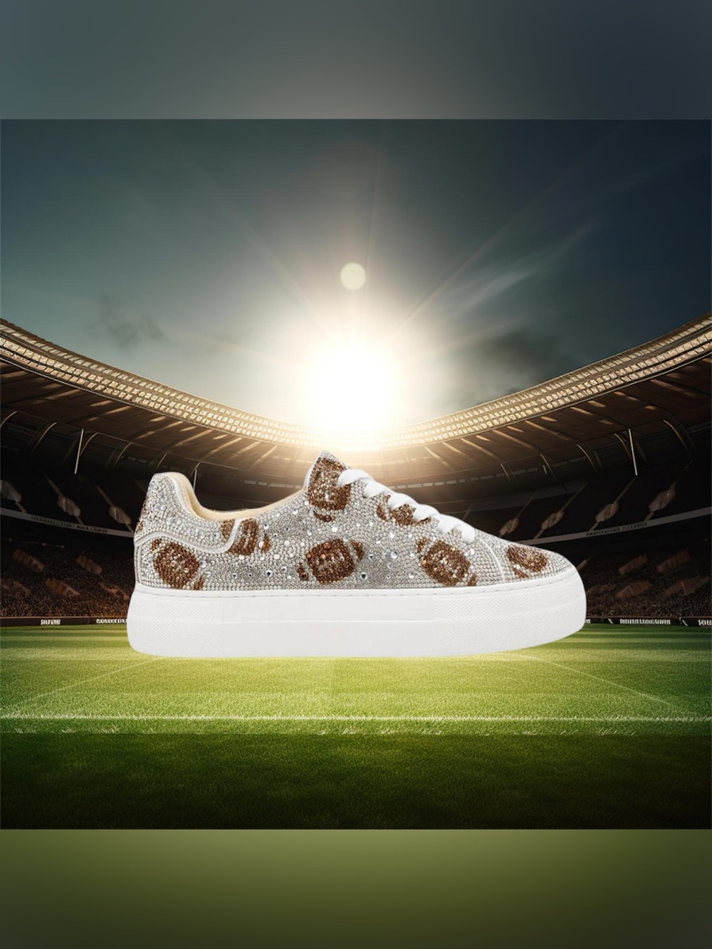 Betsey Johnson Silver Sidny Rhinestone Football Sneaker
